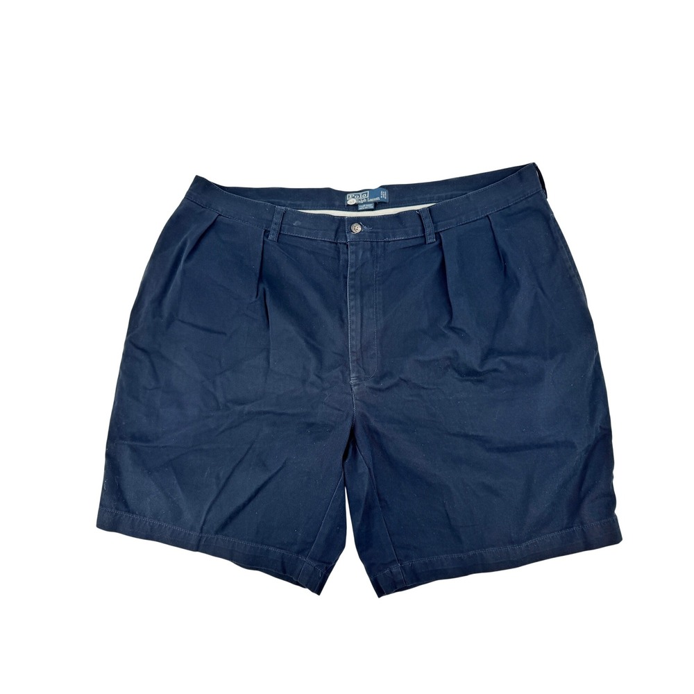 Polo Ralph Lauren Tyler Short 42 Navy Blue Pleated Chino Cotton 9 Inch Inseam